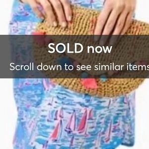 NWT Lilly Pulitzer Clam Shell Clutch Natural Straw With Pompom & Tassel Accents